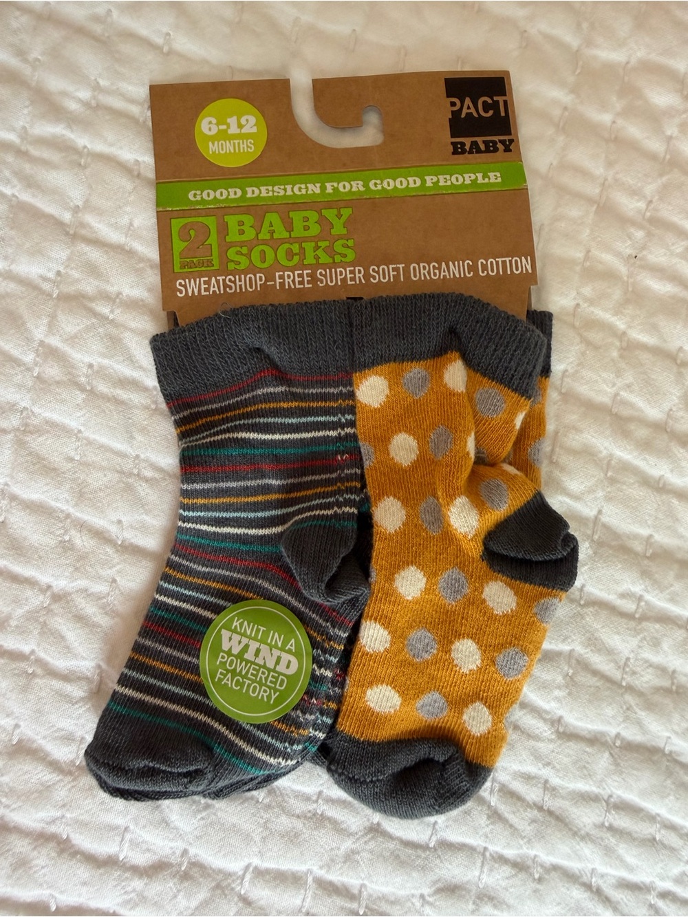 Pact Baby Socks - Mustard Dot & Charcoal Multistripe